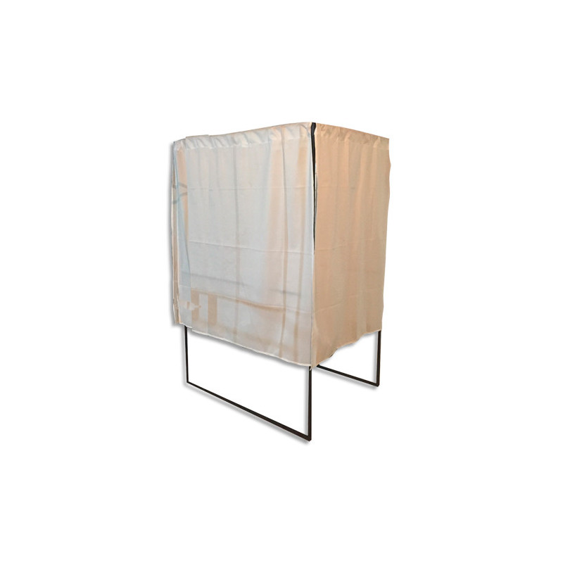 VISO Isoloir pour élections PMR acier Noir, rideau Blanc ignifugé L100xH200xP130 cm, 1 tablette L96xP20cm