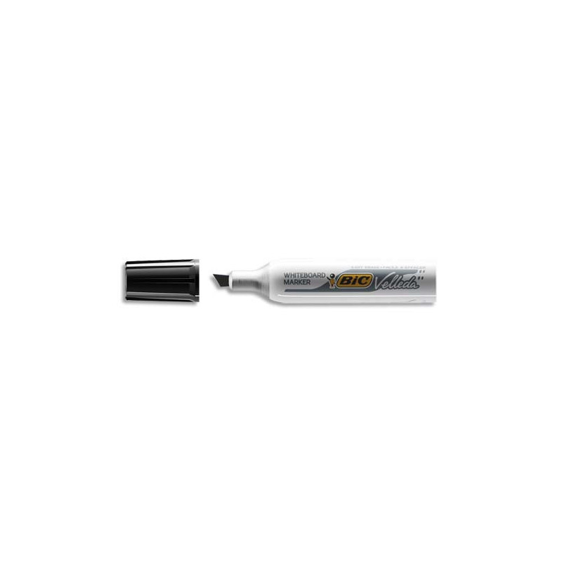 BIC Velleda 1781 Feutres pour Tableau Blanc Effaçables à Sec Pointe Biseautée Large - Noir
