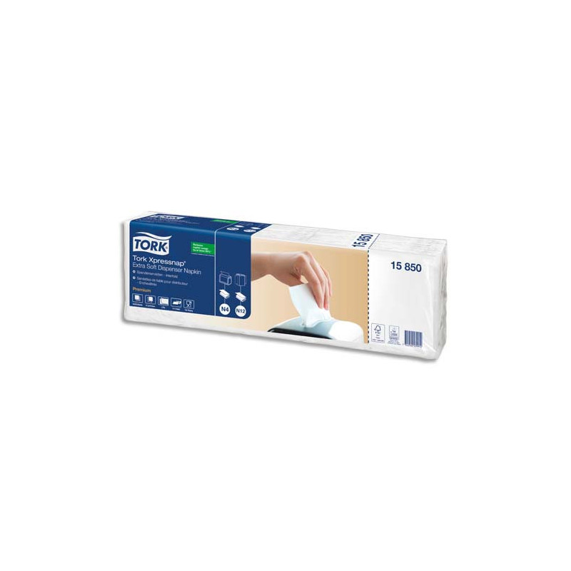 TORK Colis 5 paquets de 200 Serviettes enchevêtrées Blanches 2 plis 21,6x16,6cm pour distrib Xpressnap N4