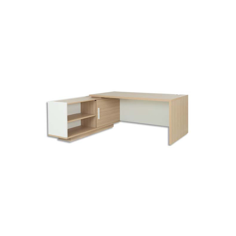 GAUTIER OFFICE Bureau retour Gauche Brabant Chêne Blanc - Dimensions : L180/198 x H75 x P90/180 cm