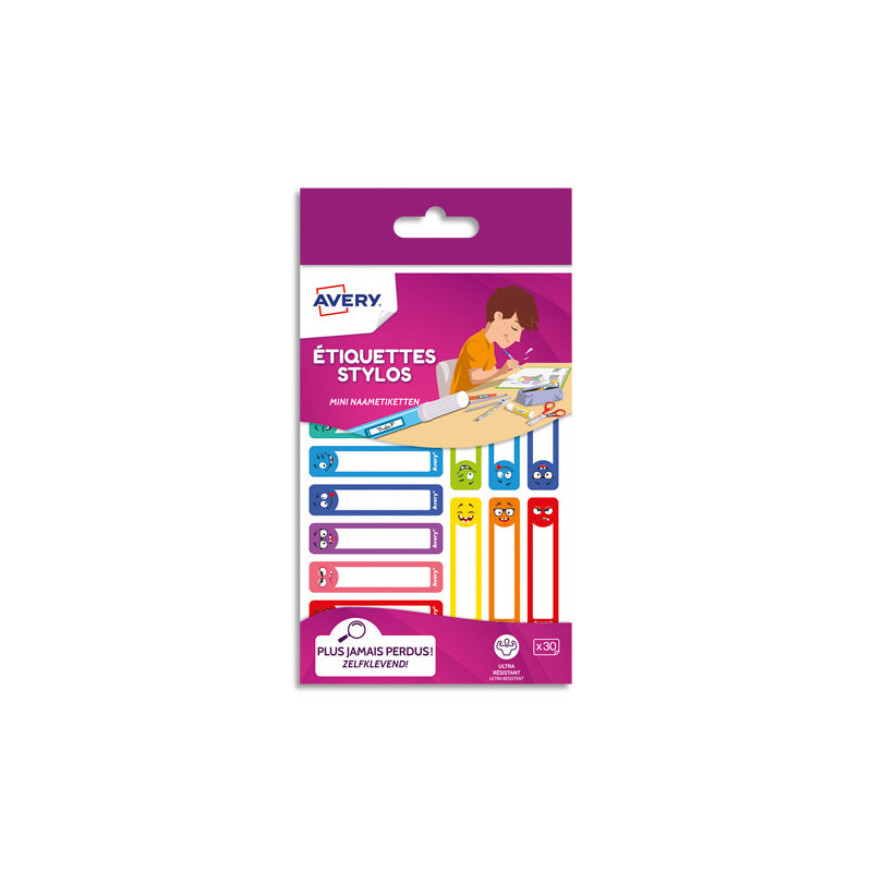 AVERY Sachet de 30 étiquettes Stylo Smiley RESMI30S