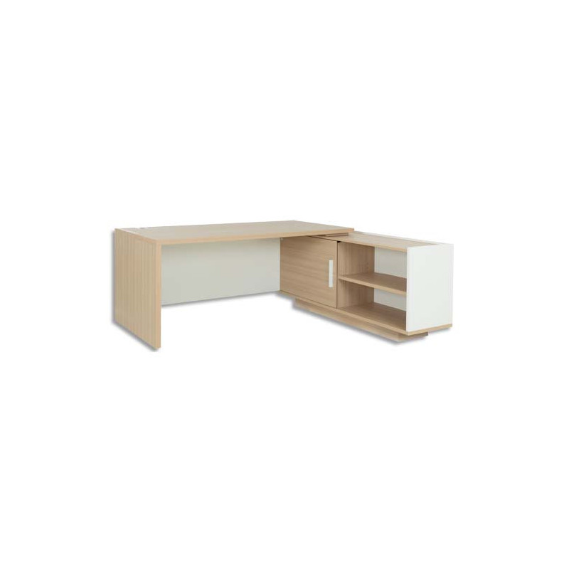 GAUTIER OFFICE Bureau retour Droit Brabant Chêne Blanc - Dimensions : L180/198 x H75 x P90/180 cm