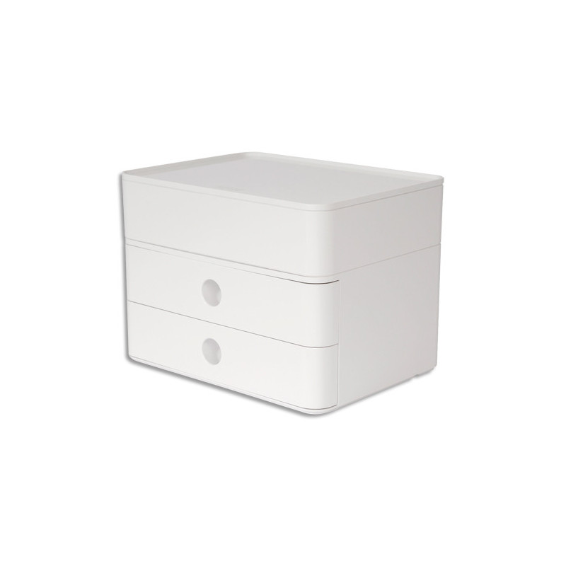 HAN Boîte rangement SMART-BOX ALLISON 2 tiroirs + 1 boîte à ustensiles Dim (lxhxp) : 26x19x19,5cm Blanc