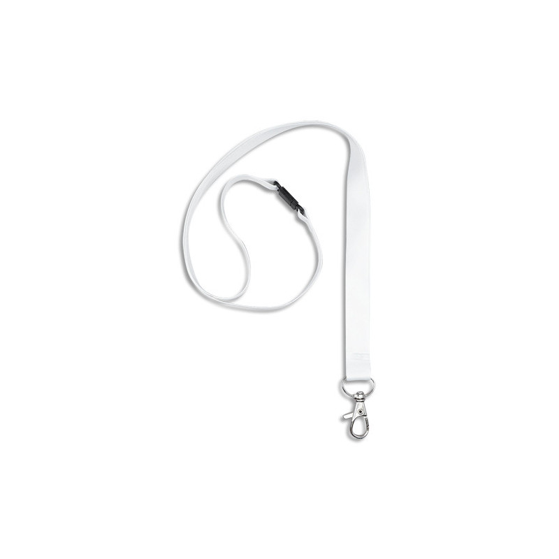 AVERY Boîte de 10 tours de cou avec mousqueton et clip de sécurité. Longueur 44 x largeur 1,5 cm. Blanc