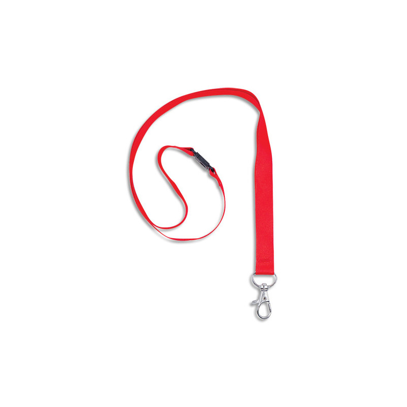 AVERY Boîte de 10 tours de cou avec mousqueton et clip de sécurité. Longueur 44 x largeur 1,5 cm. Rouge