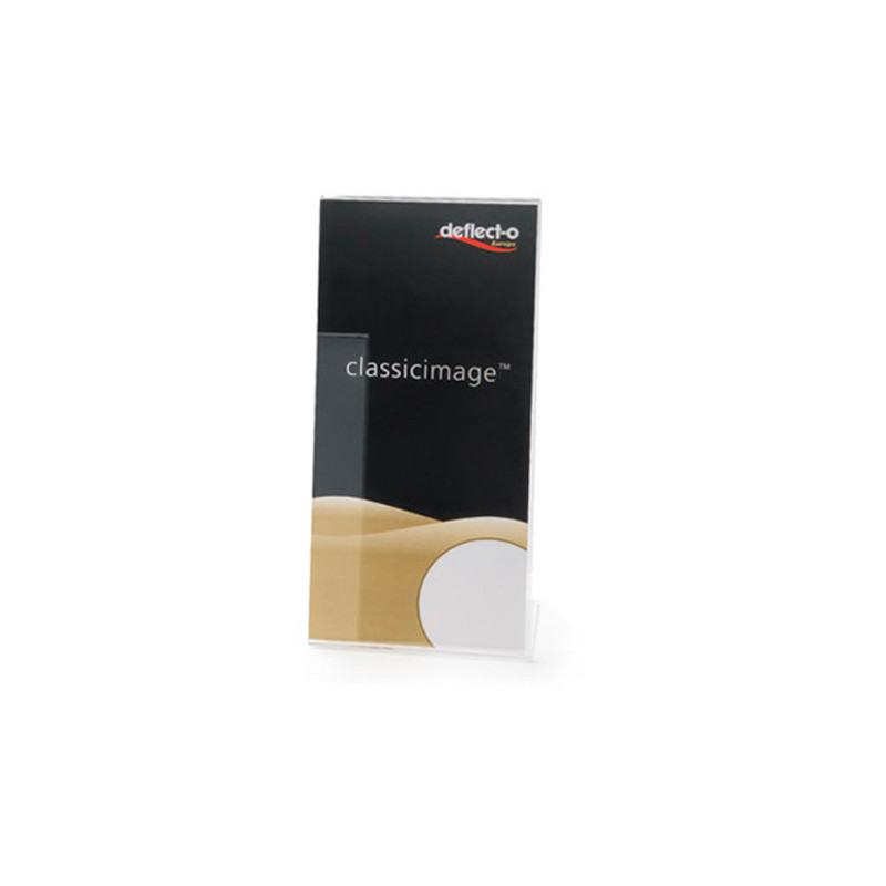 DEFLECTO Porte-affiche droit en polystyrène 1,6 mm transparent. Pour documents 1/3 A4 portrait