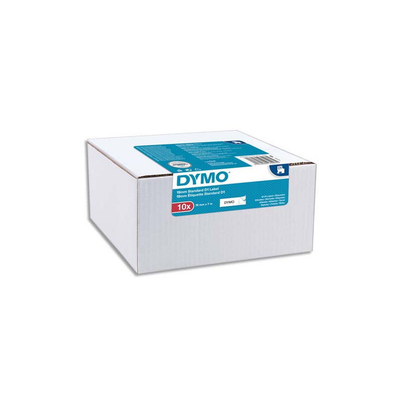 DYMO Pack de 10 rubans D1 Noir/Blanc 19 mm x 7 m 2093098