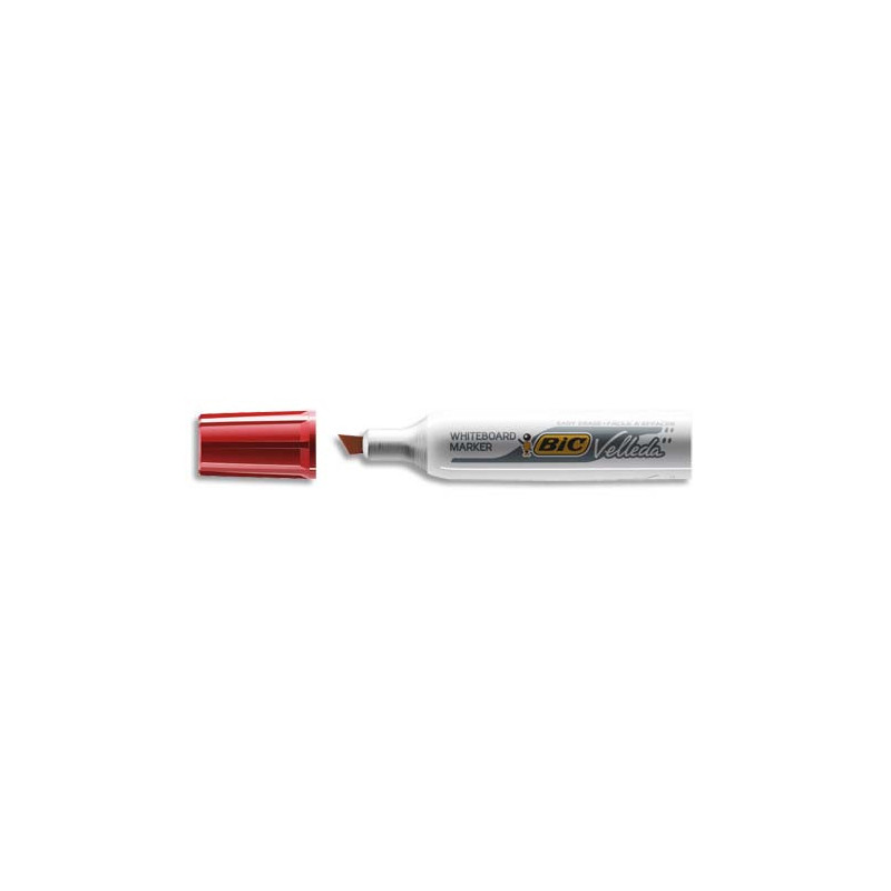 BIC Velleda 1781 Feutres pour Tableau Blanc Effaçables à Sec Pointe Biseautée Large - Rouge