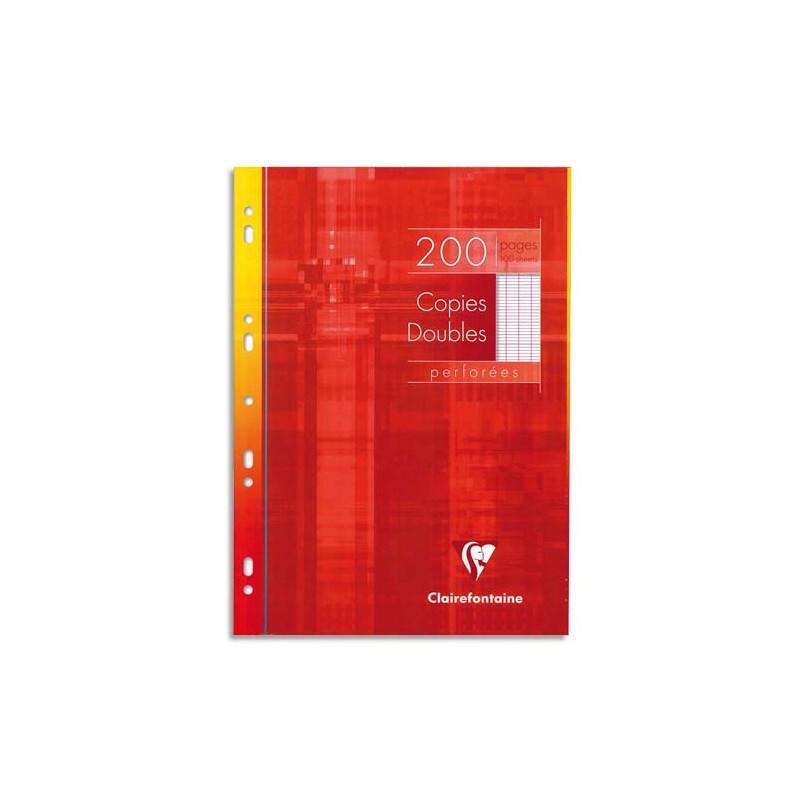 CLAIREFONTAINE Copies doubles perforées Blanche 21x29,7cm 200 pages grands carreaux Seyès 90g étui carton