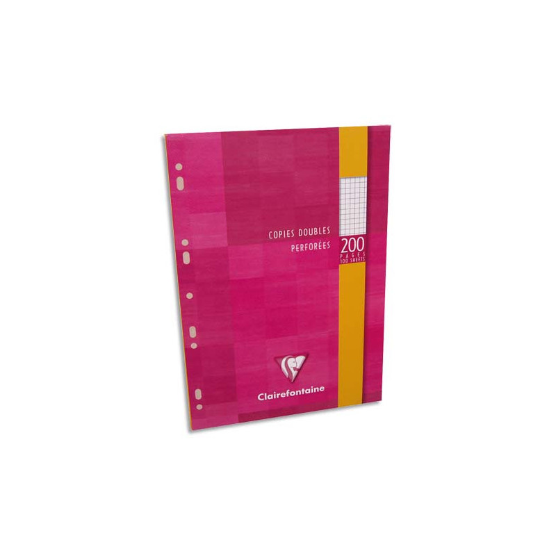 CLAIREFONTAINE Copies doubles perforées Blanche 21x29,7cm 200pages petits carreaux 90g Sous étuis carton