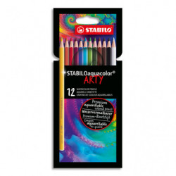 STABILOaquacolor ARTY crayon de couleur aquarellable - Etui carton de 12 crayons - Coloris assortis