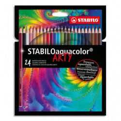 STABILOaquacolor ARTY crayon de couleur aquarellable - Etui carton de 24 crayons - Coloris assortis