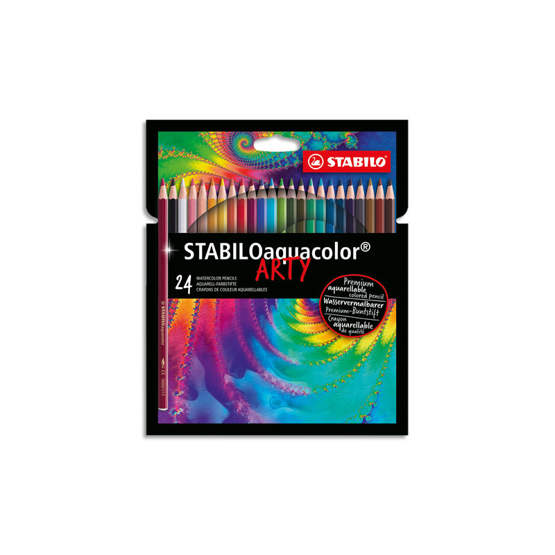 STABILOaquacolor ARTY crayon de couleur aquarellable - Etui carton de 24 crayons - Coloris assortis