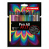 STABILO Pen 68 ARTY feutre de dessin pointe moyenne - Etui carton de 18 feutres - Coloris assortis