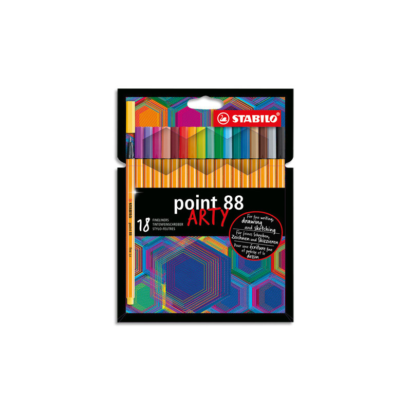 STABILO point 88 ARTY feutre pointe fine (0,4 mm) - Etui de 18 feutres fins - Coloris assortis