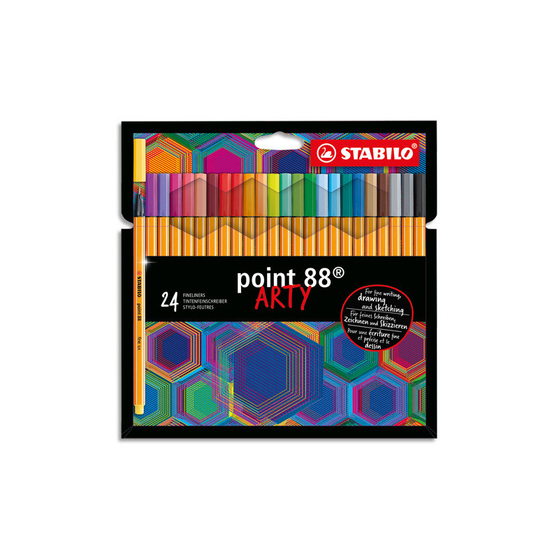 STABILO point 88 ARTY feutre pointe fine (0,4 mm) - Etui de 24 feutres fins - Coloris assortis