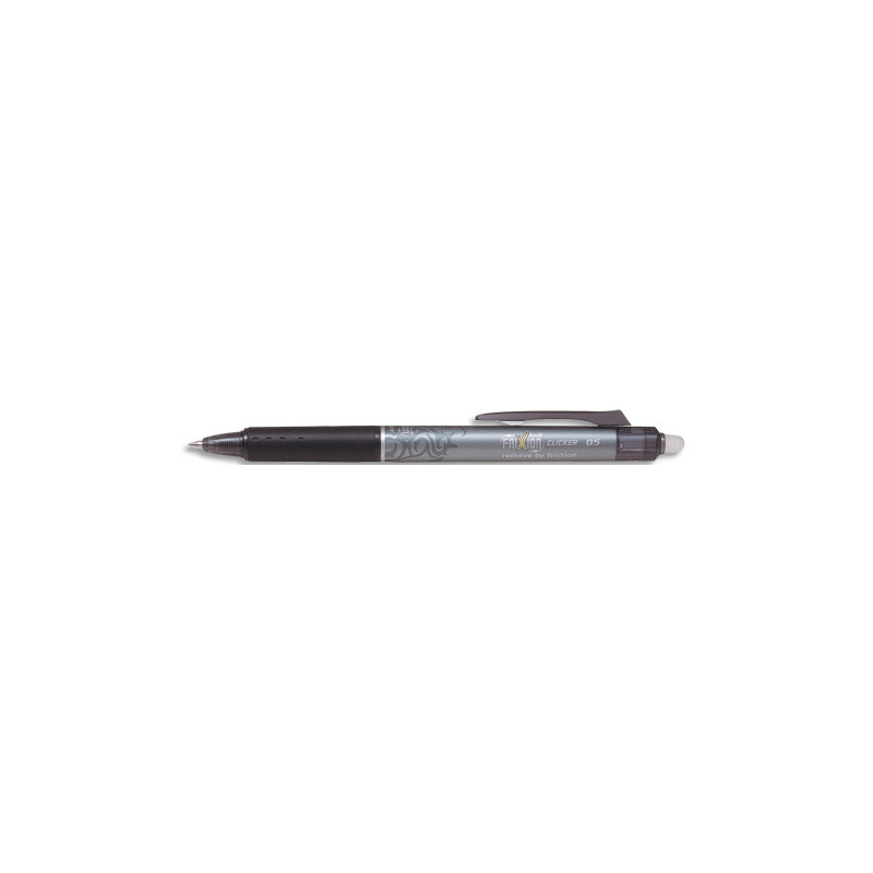 PILOT Roller FriXion Clicker pointe fine rétractable 0,5 mm. Encre thermosensible effaçable Noire