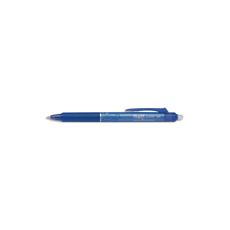 PILOT Roller FriXion Clicker pointe fine rétractable 0,5 mm. Encre thermosensible effaçable Bleue