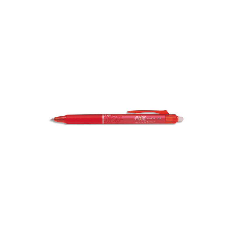 PILOT Roller FriXion Clicker pointe fine rétractable 0,5 mm. Encre thermosensible effaçable Rouge