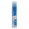 PILOT Set de 3 recharges pour roller FriXion. Pointe fine 0,5 mm. Encre Bleue