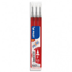 PILOT Set de 3 recharges pour roller FriXion. Pointe fine 0,5 mm. Encre Rouge