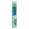 PILOT Set de 3 recharges pour roller FriXion. Pointe fine 0,5 mm. Encre Verte