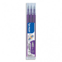 PILOT Set de 3 recharges pour roller FriXion. Pointe fine 0,5 mm. Encre Violet