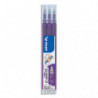 PILOT Set de 3 recharges pour roller FriXion. Pointe fine 0,5 mm. Encre Violet