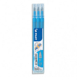 PILOT Set de 3 recharges pour roller FriXion. Pointe fine 0,5 mm. Encre Turquoise