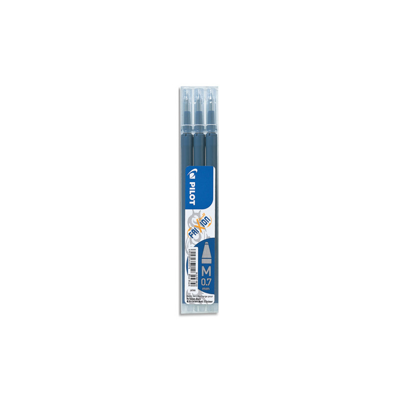 PILOT Set de 3 recharges pour roller FriXion. Pointe fine 0,5 mm. Encre Bleu nuit