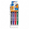 PILOT Evolutive Set de 4 rollers FriXion Ball pointe moyenne 0,7mm. Assortis Noir, Bleu, Rouge, Vert