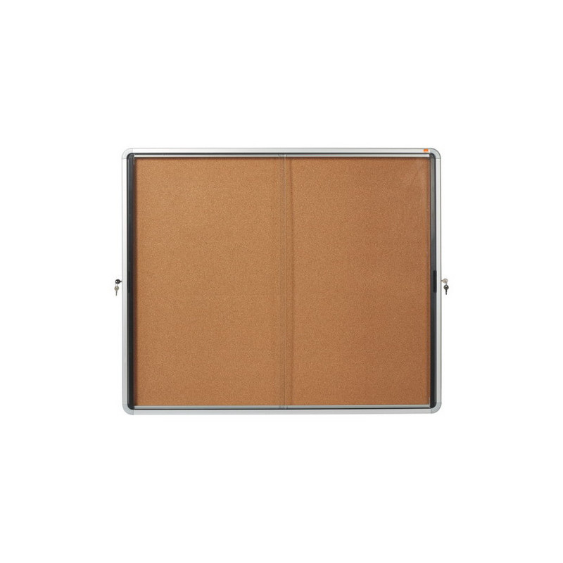 NOBO Vitrine d'affichage en liège porte coulissante Premium Plus, fermeture à clé, capacité 15 flles, A4
