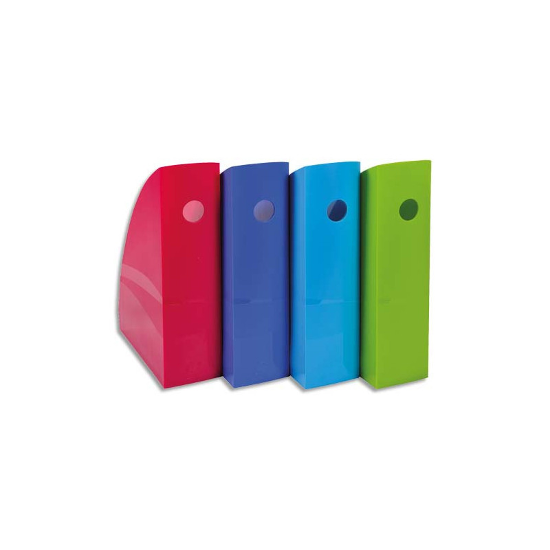 EXACOMPTA Lot de 4 portes-revues pour documents format A4+. Stable, grande capacité. Coloris assortis