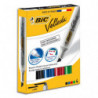 BIC Velleda Feutres 1781 pour Tableau Blanc Effaçables à Sec Pointe Biseau Large - Couleurs Assorties x4