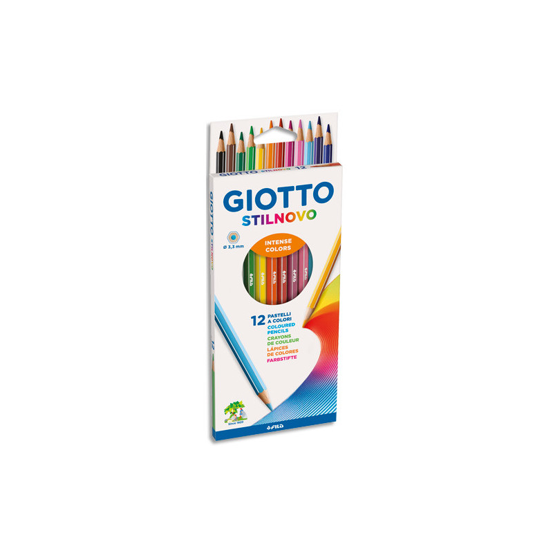 GIOTTO Etui 12 crayons de couleur Stilnovo. Corps hexagonal, diamètre 3,3mm. Coloris assortis
