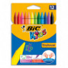BIC Kids Plastidecor Craies de Coloriage - Couleurs Assorties, Etui Carton de 12