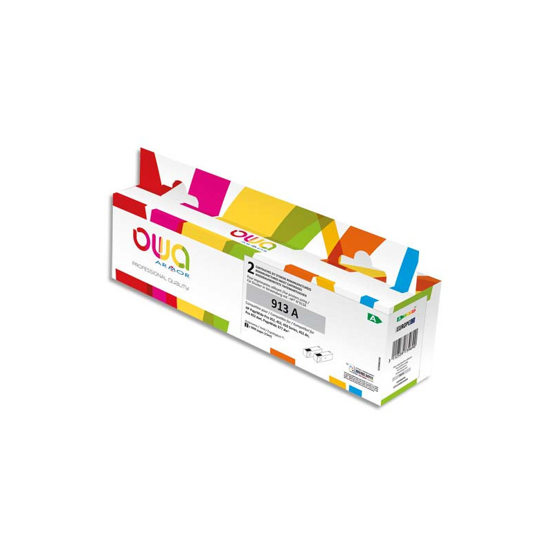 OWA Pack de 2 cartouches compatibles Jet d'encre Noir HP 913A K10486OW