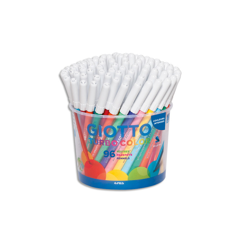 GIOTTO Turbo Color Pot de 96 feutres pointe moyenne de couleurs assorties