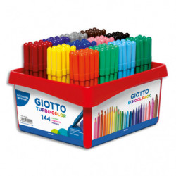 GIOTTO Turbo Color Schoolpack de 144 feutres pointe moyenne de couleurs assorties