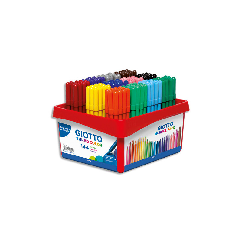 GIOTTO Turbo Color Schoolpack de 144 feutres pointe moyenne de couleurs assorties