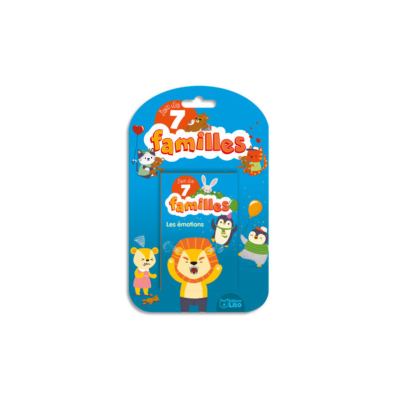 LITO DIFFUSION Jeu de cartes des 7 familles thème émotions et sentiments : famille timide, colère, joyeux