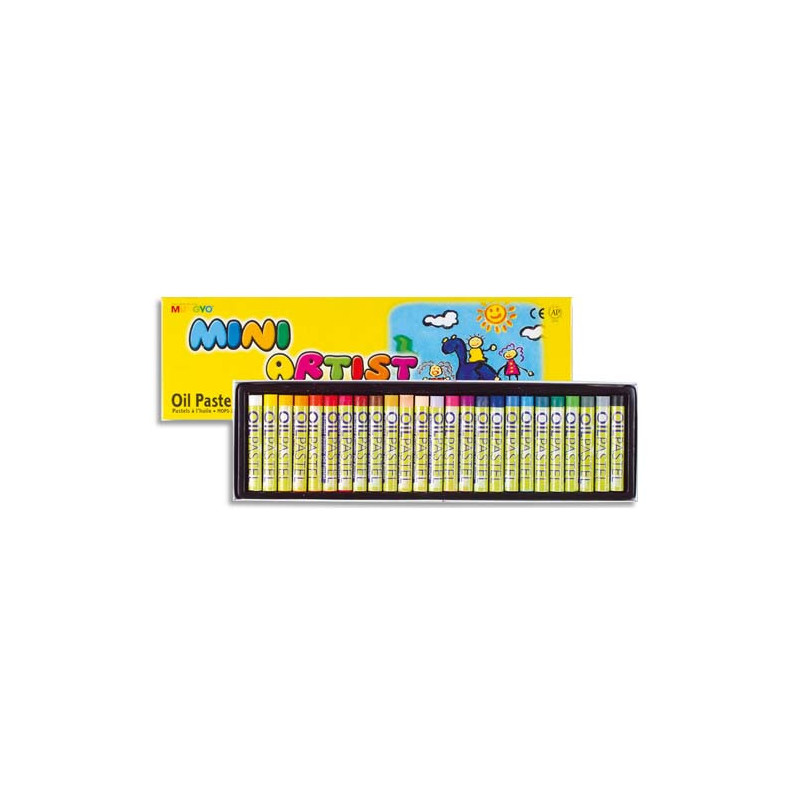 MUNGYO Boîte de 24 Pastels à l'huile, pigmentation extra fine, fort pouvoir couvrant, D8 x L59mm assortis