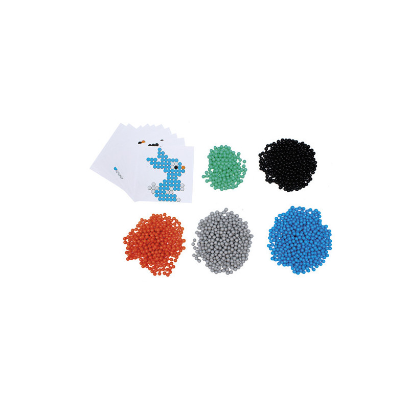 SODERTEX Pack de 1500 Aqua Perles Aqua'Nimals D3 mm, 5 coloris assortis + 10 feuilles modèles 7,8x7,8 cm