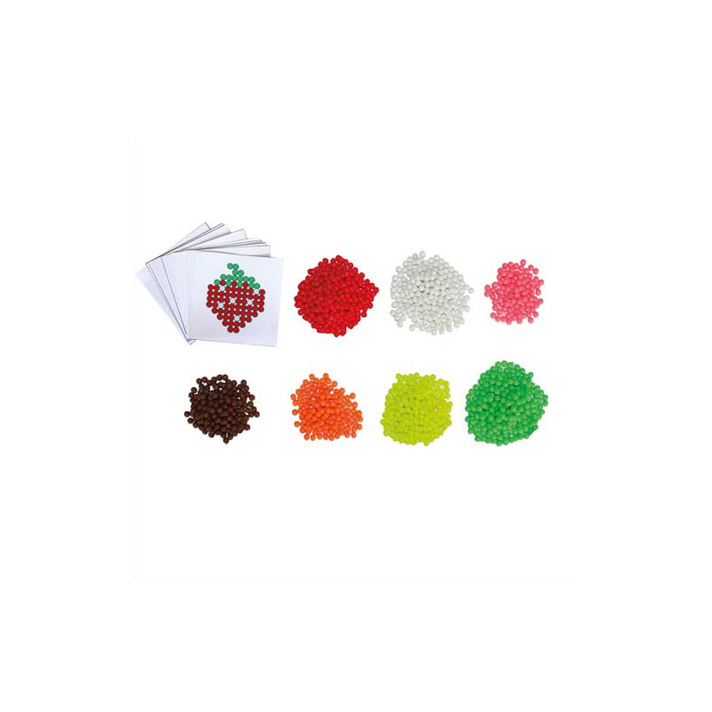 SODERTEX Pack de 1500 Aqua Perles Fruits D3 mm, 7 coloris assortis + 10 feuilles modèles 7,8 x 7,8 cm