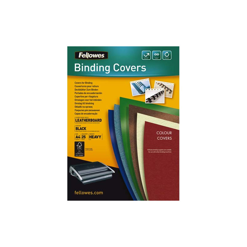 FELLOWES Boîte de 25 couvertures DELTA format A4 Noir 5373801