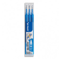 PILOT Set de 3 recharges pour roller FriXion Ball. Pointe moyenne 0,7 mm. Encre Bleue ciel