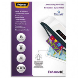 FELLOWES Boîte de 25 pochettes format A5 80 microns 53960