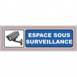 VISO Plaque de signalisation auto-adh en plastique couleur aluminium 17 x 5cm - Espace sous surveillance