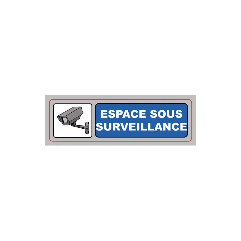 VISO Plaque de signalisation auto-adh en plastique couleur aluminium 17 x 5cm - Espace sous surveillance