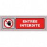 VISO Plaque de signalisation auto-adhésive en plastique couleur aluminium 17 x 5cm - Entrée interdite